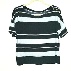 Ann Taylor LOFT Striped Boatneck SS Tee, L, VGUC